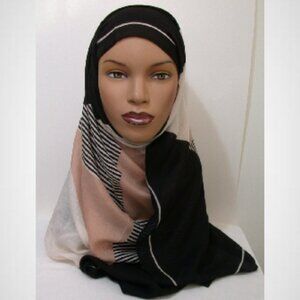 Fashion Scarf Shayla BEIGE and BLACK Hijab Muslim Headcover
